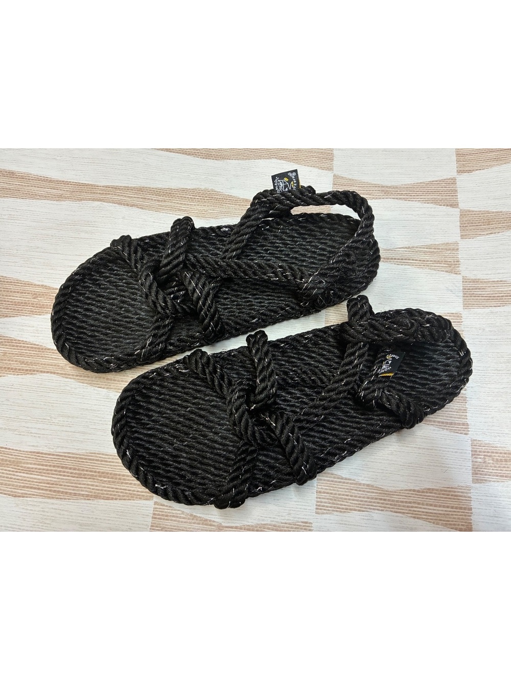 Nomadic State of Mind Black Rope Sandals Metallic Boho Approx Women’s Size 8-9